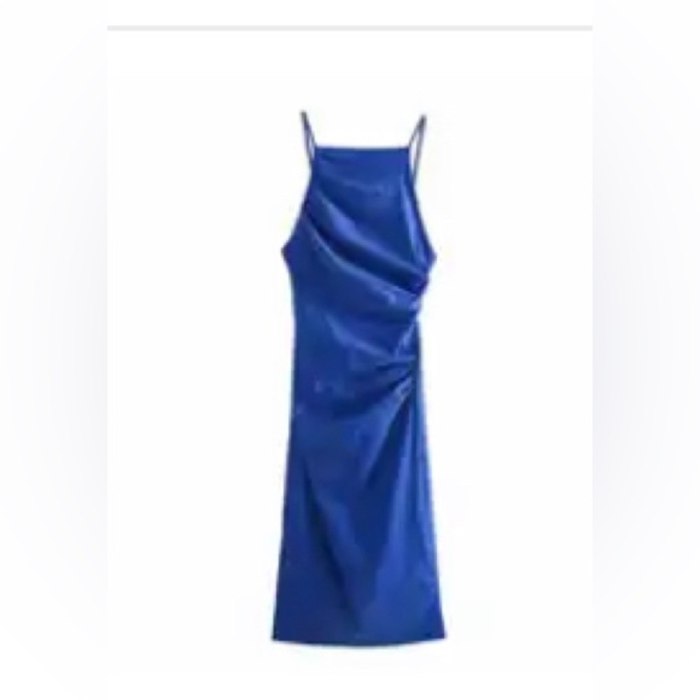 Zara Open Back Blue Dress
